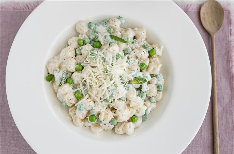 Chicche di patate con crema di Fresco Cremoso e Piselli