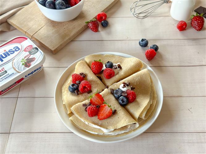 Crepes dolci con Exquisa Fitline e cioccolato