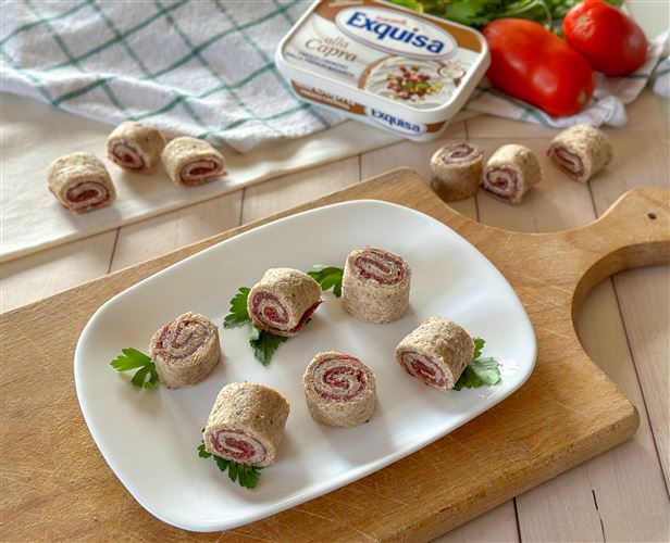 Girelle di pane con bresaola e Exquisa capra