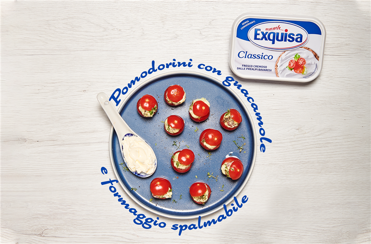 Pomodorini ripieni di guacamole e formaggio cremoso