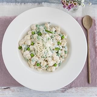 Chicche di patate con crema di Fresco Cremoso e Piselli
