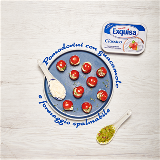 Pomodorini ripieni di guacamole e formaggio cremoso